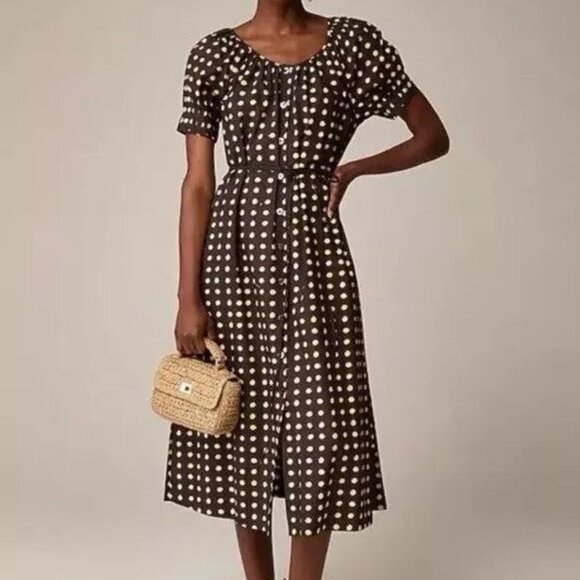 NWT J. Crew Polka Dot Belted Midi Dress m - Picture 1 of 13